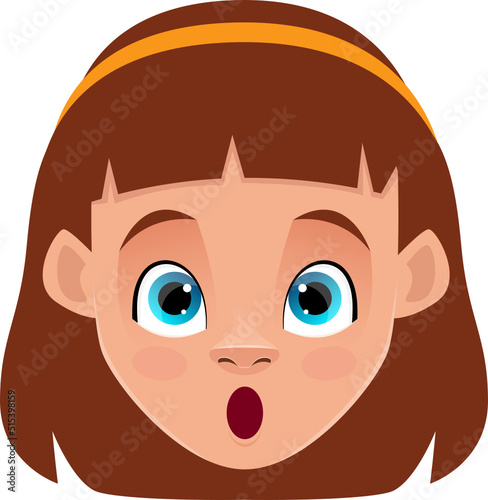 Little girl face expression clipart design illustration