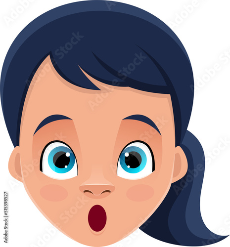 Little girl face expressions clipart design illustration