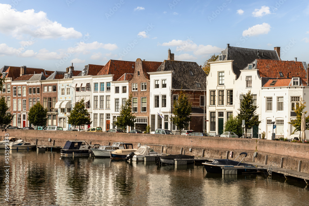 Canal houses in the center of the Dutch city Middelburg.