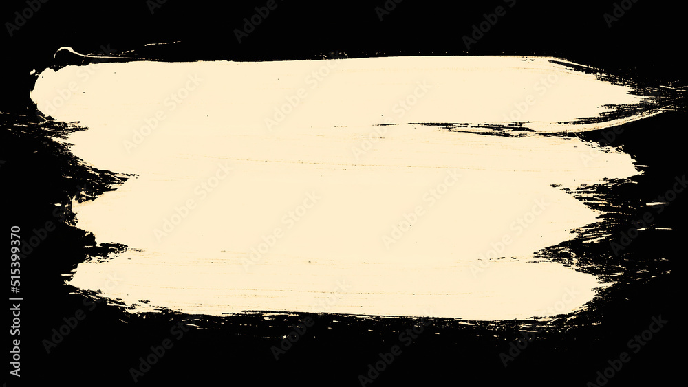 White painted brush strokes on black background. Set of black paint strokes isolated on white background. Brush painted black ink line and drop on white background