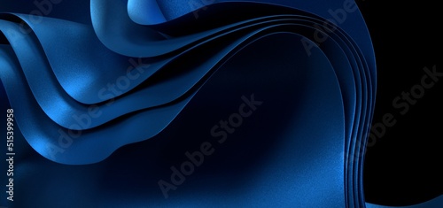 Fototapeta Naklejka Na Ścianę i Meble -  abstract blue wave background, night simple and elegant 3d render wallpaper