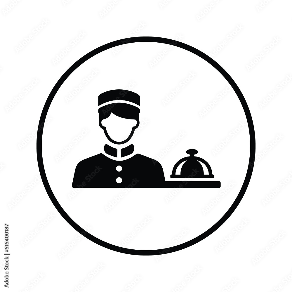 Bellboy, concierge, reception icon. Black vector graphics.