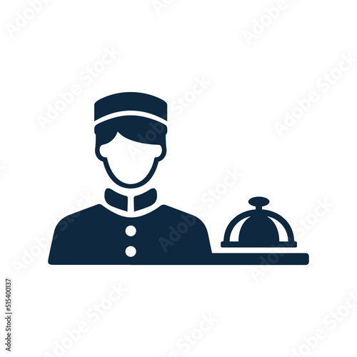 Bellboy, concierge, reception icon. Editable vector logo.