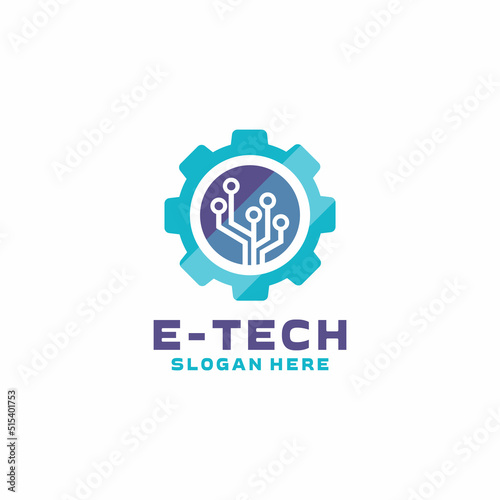 gradient electronics logo templates, technology logo design vector