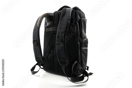 Black fashionable Backpack isolated on white background.