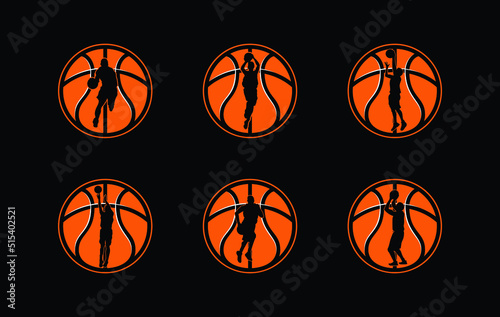 Set of basketball logo vector graphic for any business especially for sport team, club, community.