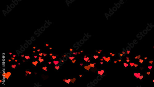 Red Valentines Love Hearts Black Background. Computer Designed Animation. Animation hearts with space for text on black background