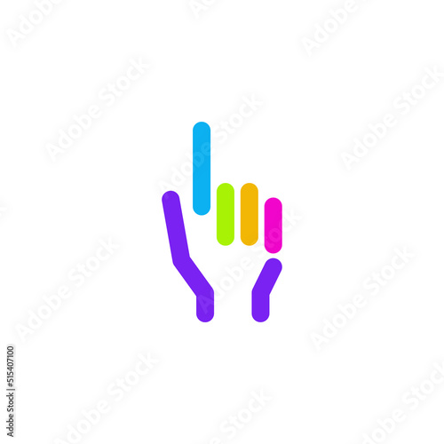 Icono de mano, línea de colores