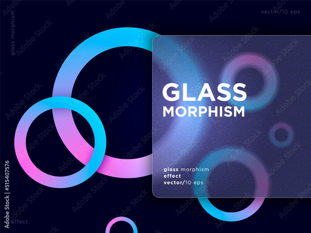 Vector image in the glass morphism style. Translucent Rounded rectangle ...