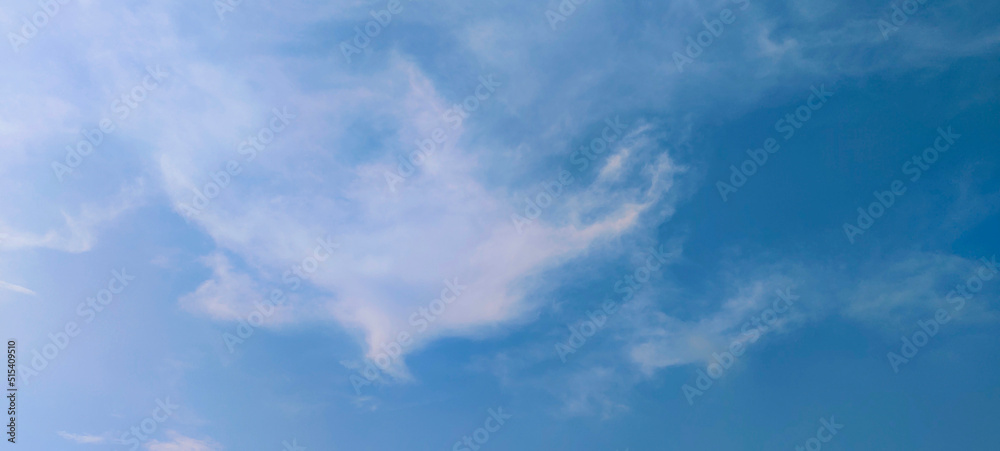 blue sky, clear view background, with clouds sky, cloud of face shape 