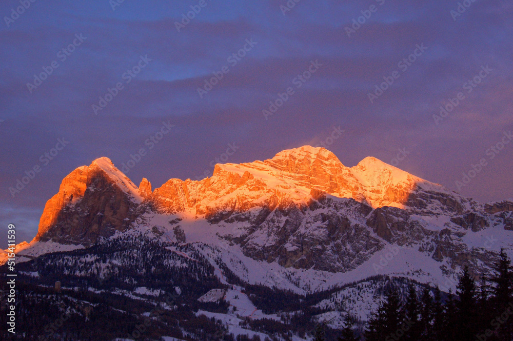 Sunrise on Tofane in Cortina d'Ampezzo