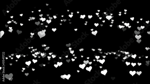 Fototapeta Naklejka Na Ścianę i Meble -  Red small hearts flying on the black background. Valentines Day holiday abstract loop animation. Animation of hearts on a black background