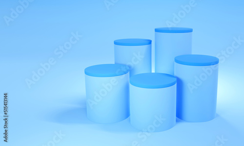 3D Rendering of empty cylinders for products display and can be used as background.