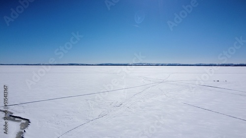 frozen lake in winter