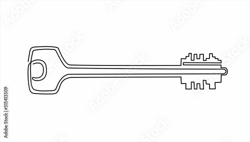 continuous line drawing of key