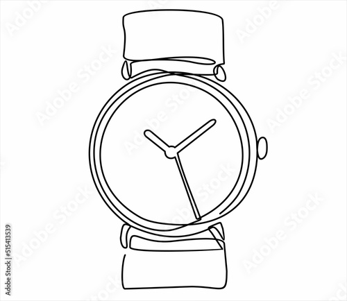 Continuous one line drawing of  wrist watch