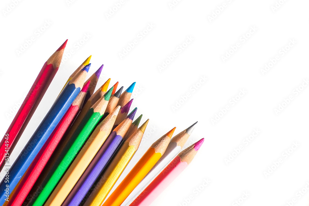 colored pencils for students to use in school or professional. picture for school background There is space for content.