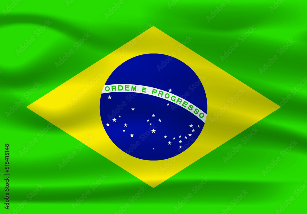 Fototapeta premium The Realistic National Flag of Brazil