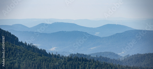Amazing mystical rising fog mountains sky forest trees landscape view in black forest ( Schwarzwald ) winter, Germany panorama panoramic banner - mystical snow foggy mood.. © Corri Seizinger