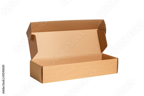 Empty brown carton cardboars box, isolated. photo