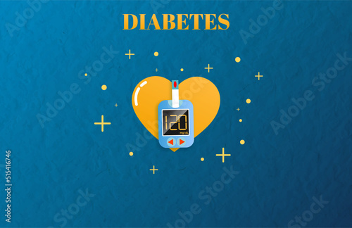 Diabetes patient treatment Concept. Blood glucose testing meter. Diabetes type 2 and insulin production. Suitable For Wallpaper, Banner, Background, Card, Book, And Landing Page.Vector Illustration