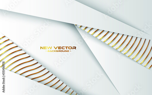 Golden lines luxury on white overlap brown and black shades color background. elegant realistic paper cut style 3d. Vector illustration.