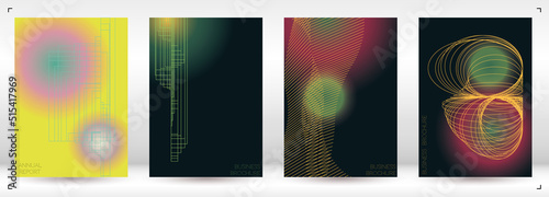 Minimal Minimal Geometric Vector Poster Design with Lines and Gradient Colorful Circles. Collection of Abstract Backgrounds for Covers, Flyers, Templates, Booklets, Cards, Brochures, Branding, etc.