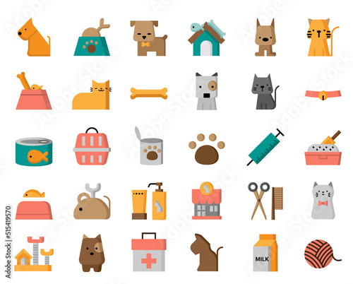 Pet shop icon color,dog,cat.vector  illustration