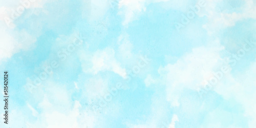 Blue sky with clouds and Abstract watercolor digital art painting for texture background. Abstract blue sky Water color background, Illustration, texture for design