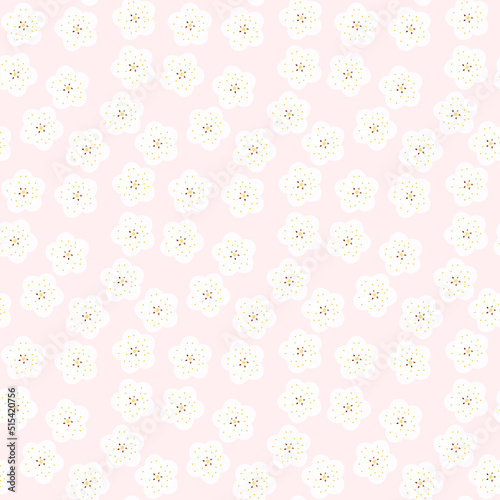 春のアンズの花のシームレスパターン
