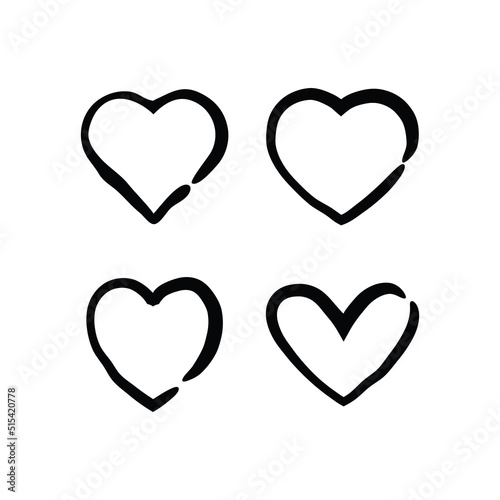 Heart doodles. Hand drawn hearts. Valentine's day love illustrations.