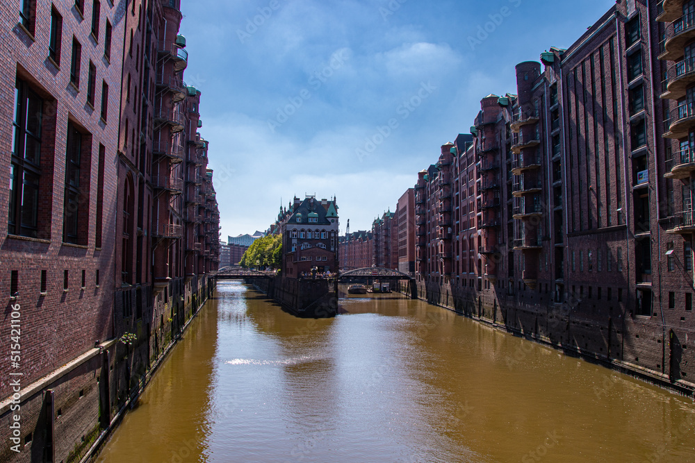 The famous Speicherstadt in Hamburg in the afternoon