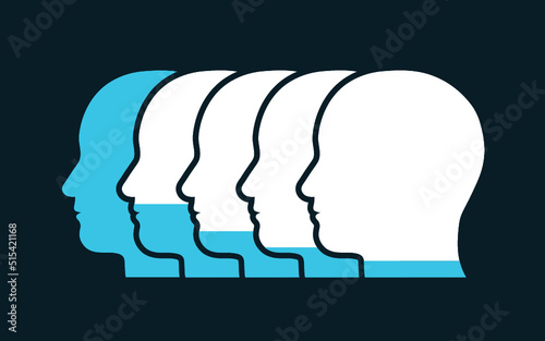 Vector illustration of the forgetting curve after Ebbinghaus depicting loss of memory over time