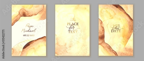 Elegant marble, stone  texture. Watercolor, ink vector background collection with white,  grey,  beige, yellow, brown for cover, invitation template, wedding card, menu design. 