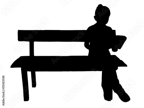 Public chair with a model reading the book.