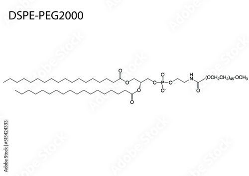 Digital vector illustration of the chemical structure of DSPE-PEG2000 photo