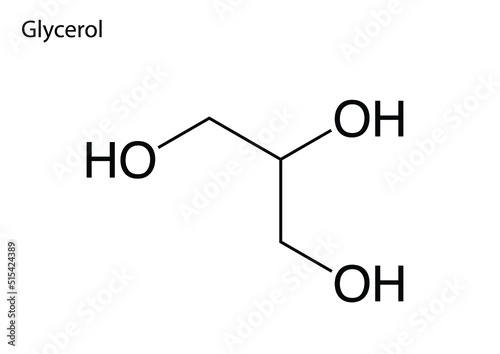 Digital vector illustration of the chemical structure of glycerol