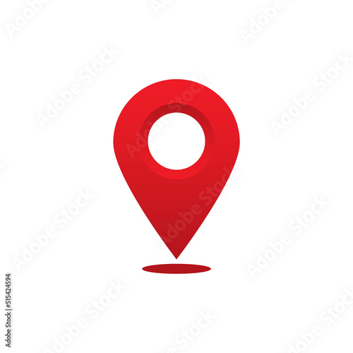 Red location point pin icon, Vector.