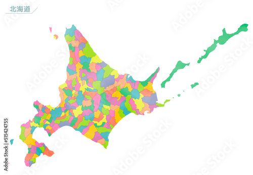 水彩風の地図　北海道