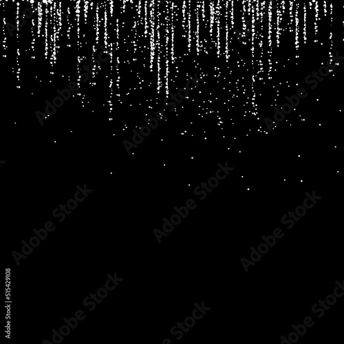 White silver glitter garlands hanging vertical lines.