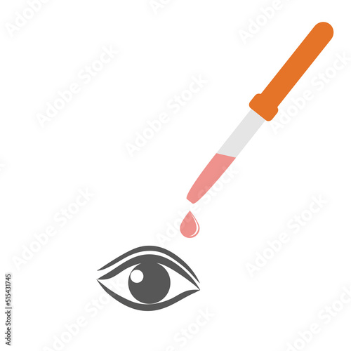 Illustration of instillation of eyes with a pipette on a white background photo