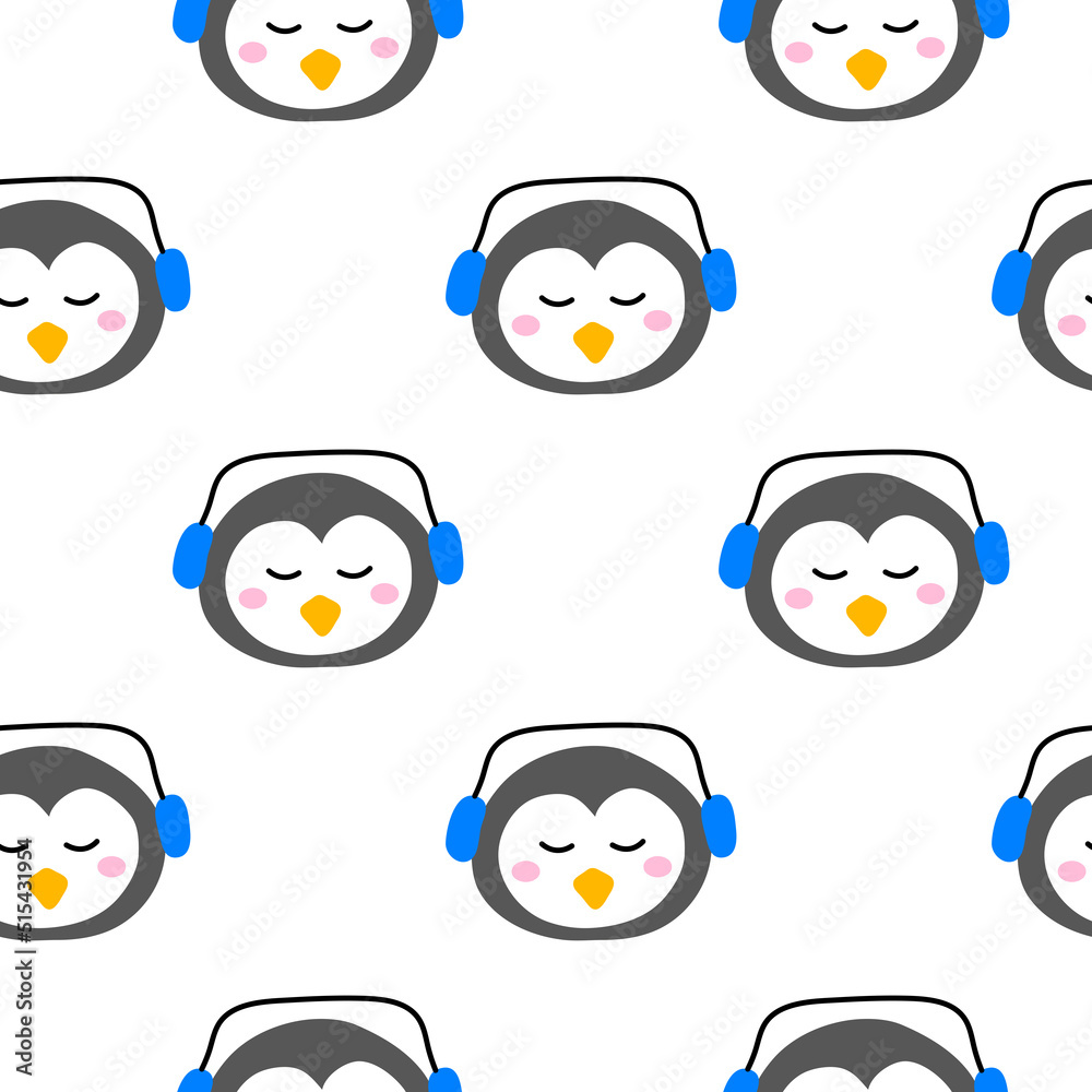Fototapeta premium Seamless pattern with penguin faces.