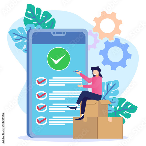 Illustration vector graphic cartoon character of product quality control and logistics