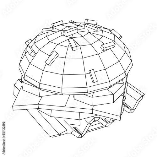 Hamburger or cheeseburger wireframe low poly mesh