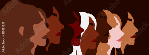 Diverse group of women illustration. Diversity and equality concept.