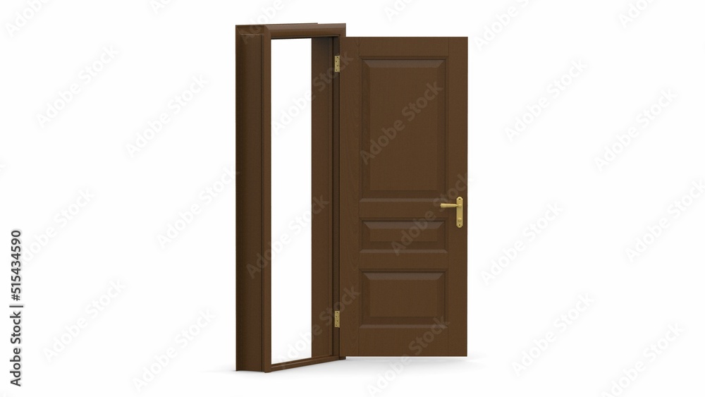 Set of different wood door isolated 3d illustration render on white ...