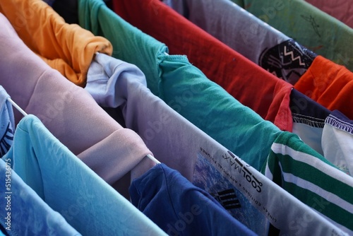 Εκτύπωση καμβά Colorful clothes on drying rack
