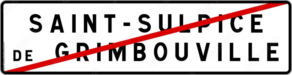 Panneau sortie ville agglomération Saint-Sulpice-de-Grimbouville / Town exit sign Saint-Sulpice-de-Grimbouville Panneau sortie ville agglomération Saint-Sulpice-de-Grimbouville / Town exit sign Saint-Sulpice-de-Grimbouville