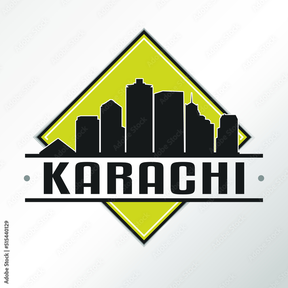 Karachi, Karachi City, Sindh, Pakistan Skyline Logo. Adventure Landscape Design Vector City Illustration Vector.