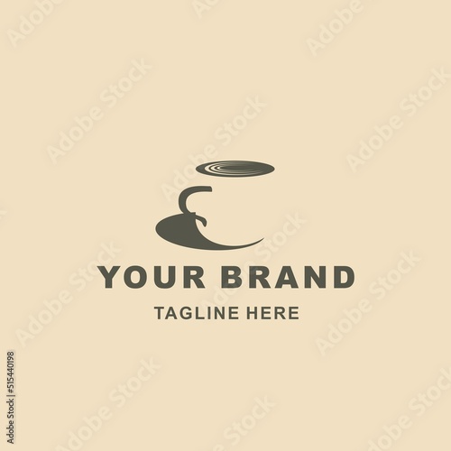 coffee cup logo and shadow with gestalt shape and black